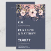Blush Roze Stusty Blue Rosegold Floral Wedding Chi (Voorkant / Achterkant)