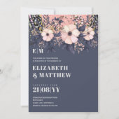 Blush Roze Stusty Blue Rosegold Floral Wedding Chi (Voorkant)