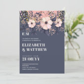 Blush Roze Stusty Blue Rosegold Floral Wedding Chi (Staand voorkant)