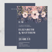 Blush Roze Stusty Blue Rosegold Floral Wedding Chi (Voorkant / Achterkant)