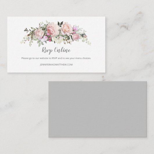 Blush Roze Sweetheart Rozen Online RSVP | Informatiekaartje (Voorkant / Achterkant)