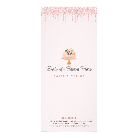 Blush Roze Taart Bakkerij Glitter Gebak Chef Menu (Achterkant)