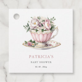 Blush Roze Tea Party Meisje Baby shower Bedankjes Labels