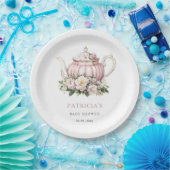 Blush Roze Tea Party Meisje Baby shower Papieren Bordje (Feest)