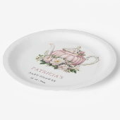 Blush Roze Tea Party Meisje Baby shower Papieren Bordje (Gekanteld)