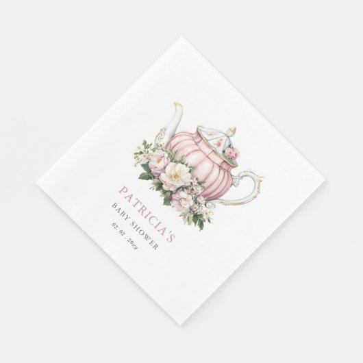 Blush Roze Tea Party Meisje Baby shower Servet (Hoek)