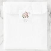 Blush Roze Tea Party Meisje Baby shower Vierkante Sticker (Tas)