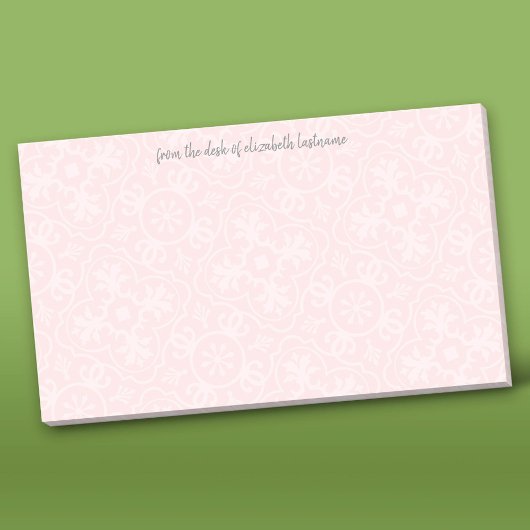 Blush roze Tegel Patroon met grijze Script-naam Post-it® Notes