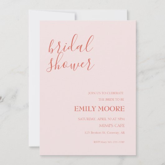 Blush roze terracotta calligraphy vrijgezellenfees kaart (Voorkant)