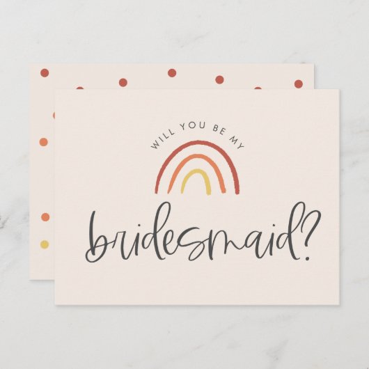 Blush Roze Terracotta Rainbow Bridesmaid Voorstel Uitnodiging Briefkaart (Voorkant / Achterkant)