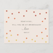 Blush Roze Terracotta Rainbow Bridesmaid Voorstel Uitnodiging Briefkaart (Achterkant)