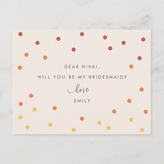 Blush Roze Terracotta Rainbow Bridesmaid Voorstel Uitnodiging Briefkaart (Achterkant)