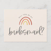 Blush Roze Terracotta Rainbow Bridesmaid Voorstel Uitnodiging Briefkaart (Voorkant)