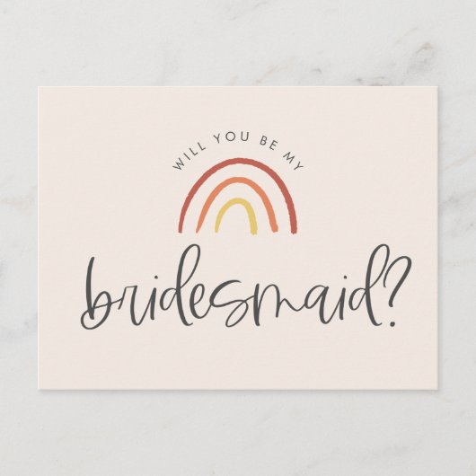 Blush Roze Terracotta Rainbow Bridesmaid Voorstel Uitnodiging Briefkaart (Voorkant)