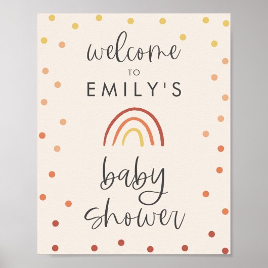 Blush Roze Terracotta Rainbow Welkomstteken Poster (Voorkant)