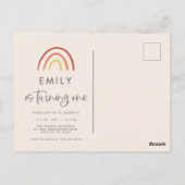Blush Roze Terracotta Regenboog 1e Verjaardagsfees Briefkaart (Achterkant)