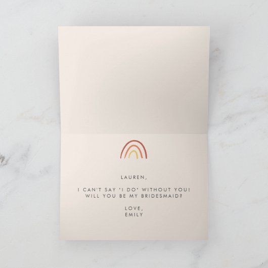 Blush Roze Terracotta Regenboog Bruidsmeisje Voors Kaart (Binnen)