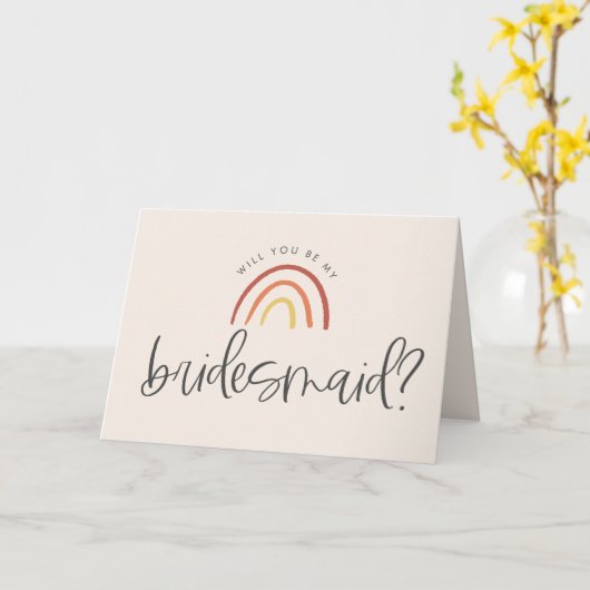 Blush Roze Terracotta Regenboog Bruidsmeisje Voors Kaart (Gele Bloem)