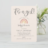 Blush Roze Terracotta Regenboog Meisje Baby shower Kaart (Staand voorkant)