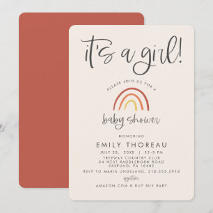 Blush Roze Terracotta Regenboog Meisje Baby shower Kaart