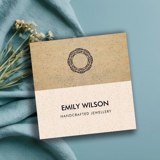 BLUSH ROZE TERRACOTTA TEXTUUR LOGO QR CODE VIERKANTE VISITEKAARTJE