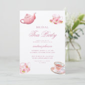 Blush Roze Thee Bridal Shower Kaart (Staand voorkant)