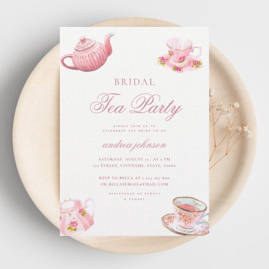 Blush Roze Thee Bridal Shower Kaart