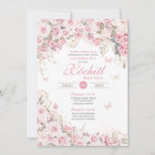 Blush Roze Thee Rozen Vlindertuin Quinceanera Kaart (Voorkant)