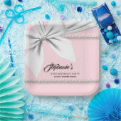 Blush Roze Tiffany Parels Fancy Feestservies Papieren Bordje (Feest)