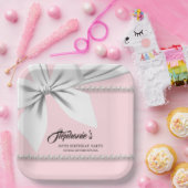 Blush Roze Tiffany Parels Fancy Feestservies Papieren Bordje (Feest)