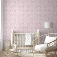 Blush Roze Toile Bloemen Teddybeer Elegant Classic