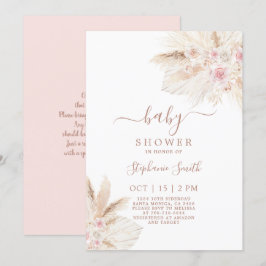 Blush roze tropische Baby shower Girl Invitation Kaart