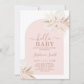 Blush roze tropische Baby shower Girl Invitation Kaart (Voorkant)