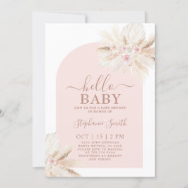 Blush roze tropische Baby shower Girl Invitation Kaart