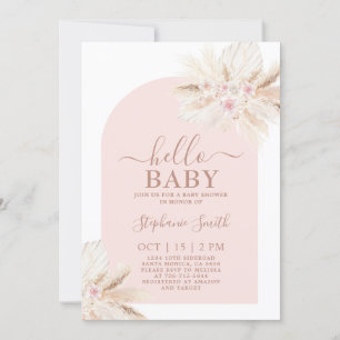 Blush roze tropische Baby shower Girl Invitation Kaart