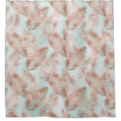Blush roze tropische bladeren en Blauwgroen Douchegordijn (Voorkant)