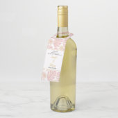 Blush roze tropische bladeren polka dots bruiloft flessenhanger (Schuin)