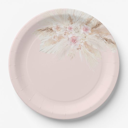 Blush roze tropische Borden Papieren Bordje (Voorkant)