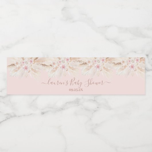 Blush roze Tropische Food and Beverage Label Set Waterfles Etiket (Enkel label)