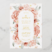 Blush Roze Trouw Goud Folie Uitnodiging (Voorkant)