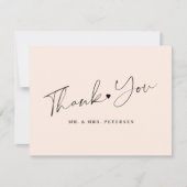 Blush roze trouwelegant script bedankkaart (Voorkant)