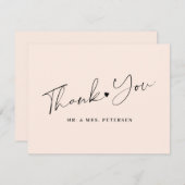 Blush roze trouwelegant script bedankkaart (Voorkant / Achterkant)