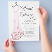 Blush roze trouwjurk bruids douche uitnodiging flyer (Hand)