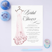 Blush roze trouwjurk bruids douche uitnodiging flyer (Enkel)