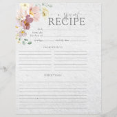 Blush Roze Tuin Bloem Vrijgezellenfeest Recept Pag (Achterkant)