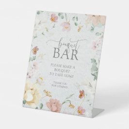 Blush Roze Tuin Bloemen Douche Boeket Bar Reclamebord Met Voetstuk