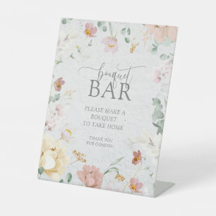 Blush Roze Tuin Bloemen Douche Boeket Bar Reclamebord Met Voetstuk