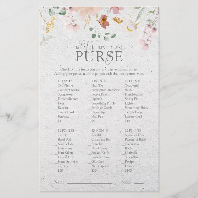 Blush Roze Tuin Bloemen Vrijgezellenfeest Purse Ga (Voorkant)