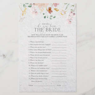 Blush Roze Tuin Bloemen Vrijgezellenfeest spel