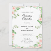 Blush Roze Tuin Roos Uitnodiging (Voorkant)